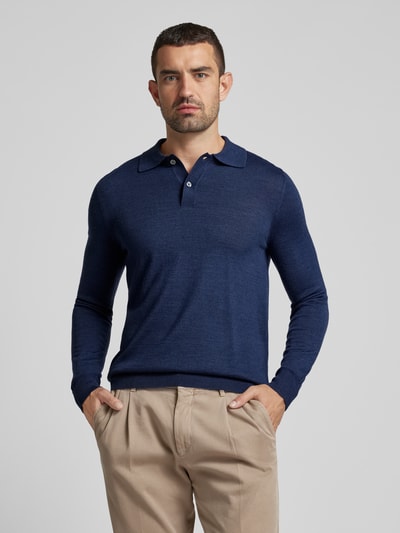 Peek & Cloppenburg Christian Berg MenSlim Fit Strickpullover mit Polokragen in dunkelblau melange Letzter Tag