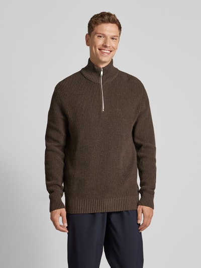 Peek & Cloppenburg MCNEALTroyer mit gerippten Abschlüssen in dunkelbraun melange Online