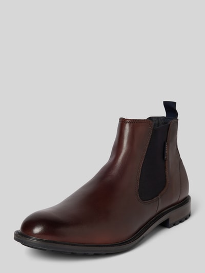 Peek & Cloppenburg bugattiChelsea Boots aus Leder mit Zugschlaufe Modell 'Bonifacio' in mittelbraun