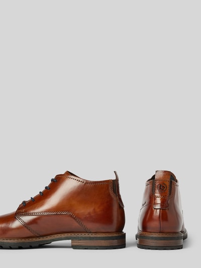 Peek & Cloppenburg bugattiDerby-Schuhe aus Leder mit Label-Print Modell 'Lobo' in cognac Nur für heute