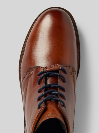 Peek & Cloppenburg bugattiDerby-Schuhe aus Leder mit Label-Print Modell 'Lobo' in cognac Nur für heute