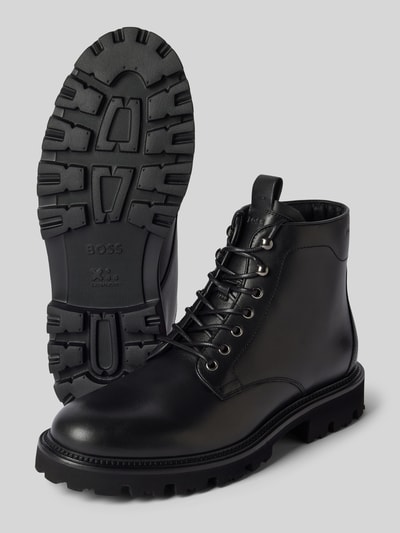 Peek & Cloppenburg BOSSSchnürboots aus Leder mit Zugschlaufe Modell 'Juylo' in black Im Verkauf