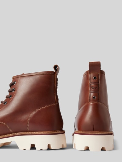 Peek & Cloppenburg Blauer USASchnürboots aus Leder mit Label-Detail Modell 'RUSK03' in cognac Auslauf