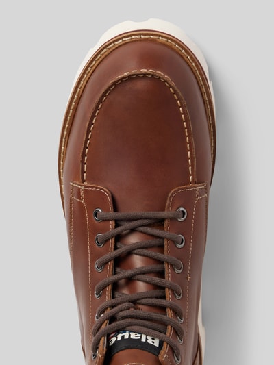 Peek & Cloppenburg Blauer USASchnürboots aus Leder mit Label-Detail Modell 'RUSK03' in cognac Auslauf