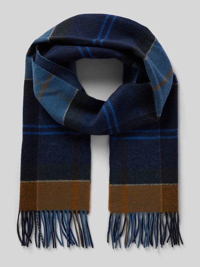 Peek & Cloppenburg BarbourSchal aus Wolle mit Fransen Modell 'Inverness' in dunkelblau