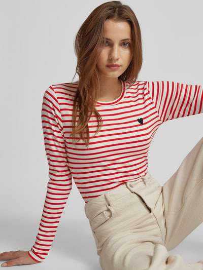 Peek & Cloppenburg KaffeLongsleeve mit Label-Stitching in rot Saisonschlussverkauf