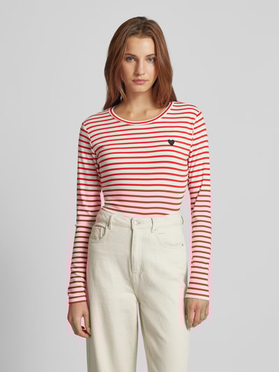 Peek & Cloppenburg KaffeLongsleeve mit Label-Stitching in rot Saisonschlussverkauf