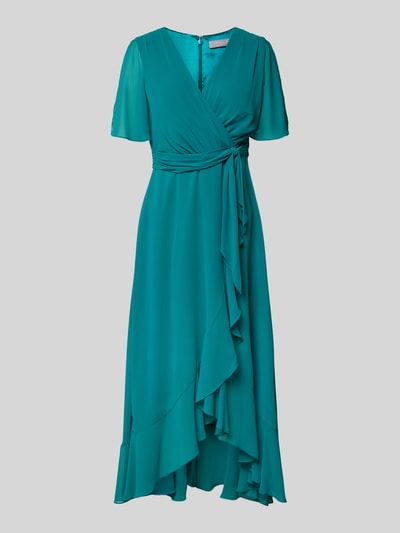Peek & Cloppenburg Christian Berg CocktailKnielanges Cocktailkleid mit Volantsaum in grass mel Letzte 2 Tage