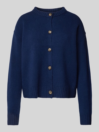 Peek & Cloppenburg Christian Berg WomanStrickjacke aus Wolle mit Rundhalsausschnitt in dunkelblau Sonderangebot der Fabrik