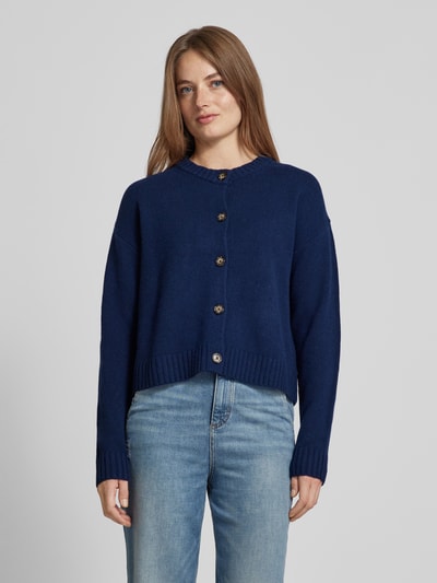 Peek & Cloppenburg Christian Berg WomanStrickjacke aus Wolle mit Rundhalsausschnitt in dunkelblau Sonderangebot der Fabrik
