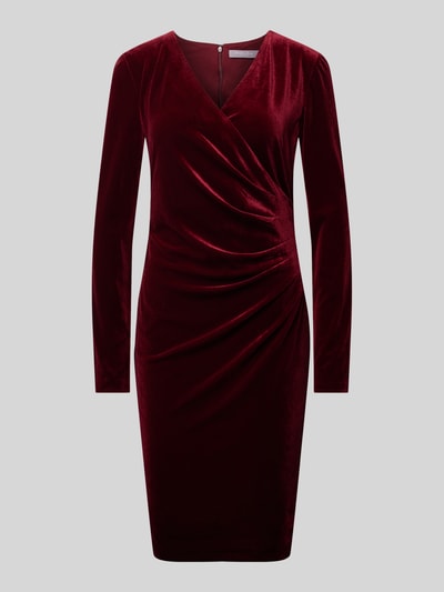 Peek & Cloppenburg Christian Berg CocktailKnielanges Cocktailkleid in Wickel-Optik in bordeaux melange Nur noch ein Tag übrig