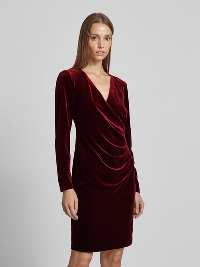 Peek & Cloppenburg Christian Berg CocktailKnielanges Cocktailkleid in Wickel-Optik in bordeaux melange Nur noch ein Tag übrig