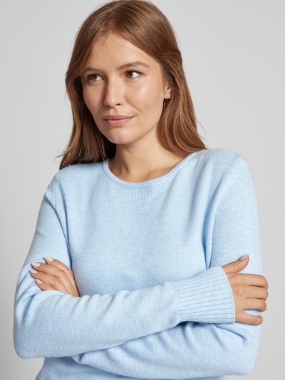 Peek & Cloppenburg Christian Berg WomanStrickpullover mit gerippten Abschlüssen in hellblau melange Clearance-Verkauf