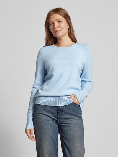 Peek & Cloppenburg Christian Berg WomanStrickpullover mit gerippten Abschlüssen in hellblau melange Clearance-Verkauf