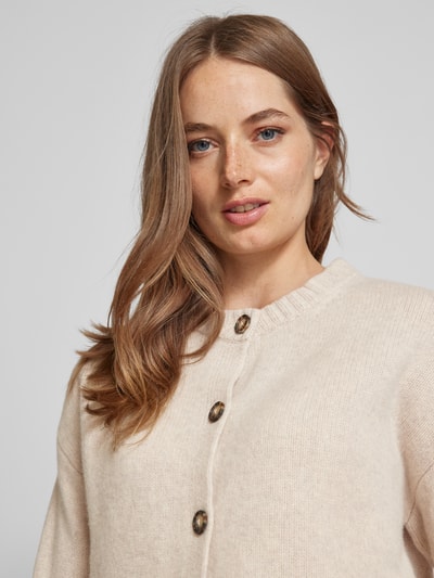Peek & Cloppenburg Christian Berg WomanStrickjacke aus Wolle mit Rundhalsausschnitt in beige melange zollfrei