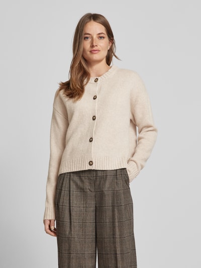 Peek & Cloppenburg Christian Berg WomanStrickjacke aus Wolle mit Rundhalsausschnitt in beige melange zollfrei