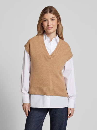 Peek & Cloppenburg Christian Berg WomanPullunder aus Lanawolle mit V-Ausschnitt in camel Auslauf