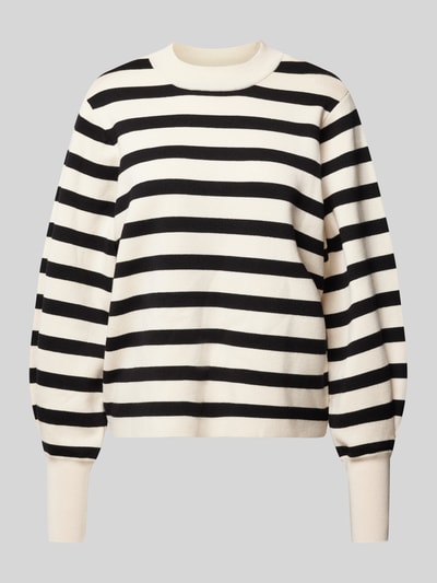 Peek & Cloppenburg Jake*s CollectionStrickpullover mit Ballonärmeln und Rundhalsausschnitt in offwhite Fabrikpreis