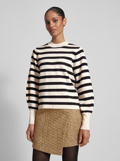 Peek & Cloppenburg Jake*s CollectionStrickpullover mit Ballonärmeln und Rundhalsausschnitt in offwhite Fabrikpreis