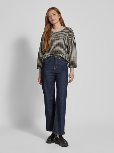 Peek & Cloppenburg KaffeStrickpullover mit gerippten Abschlüssen Modell 'ellery' in beige