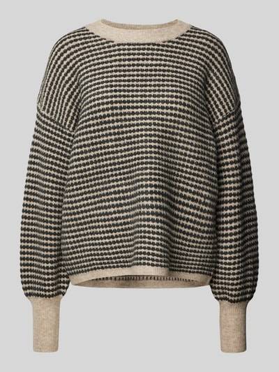 Peek & Cloppenburg KaffeStrickpullover mit gerippten Abschlüssen Modell 'ellery' in beige Sonderangebot