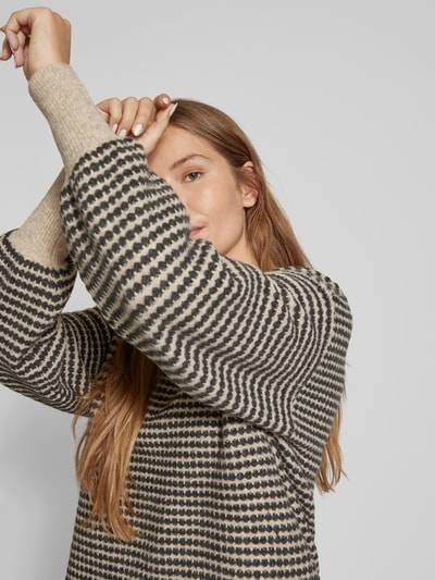 Peek & Cloppenburg KaffeStrickpullover mit gerippten Abschlüssen Modell 'ellery' in beige Sonderangebot