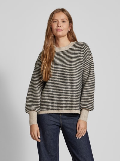 Peek & Cloppenburg KaffeStrickpullover mit gerippten Abschlüssen Modell 'ellery' in beige Sonderangebot