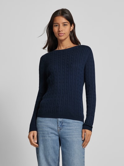 Peek & Cloppenburg Christian Berg WomanStrickpullover mit Zopfmuster in dunkelblau Rabatt