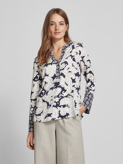 Peek & Cloppenburg Emily Van den BerghBlusenshirt mit V-Ausschnitt in dunkelblau Weihnachtsangebot