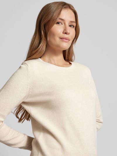 Peek & Cloppenburg Christian Berg WomanStrickpullover mit gerippten Abschlüssen in beige melange Jubiläumsangebot