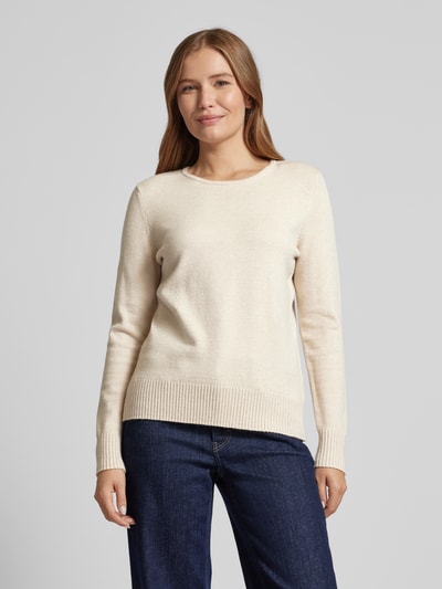 Peek & Cloppenburg Christian Berg WomanStrickpullover mit gerippten Abschlüssen in beige melange Jubiläumsangebot