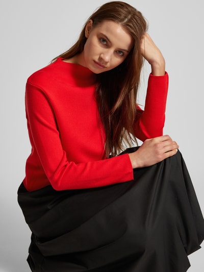 Peek & Cloppenburg MangoStrickpullover mit geripptem Stehkragen in rot Letzter Tag
