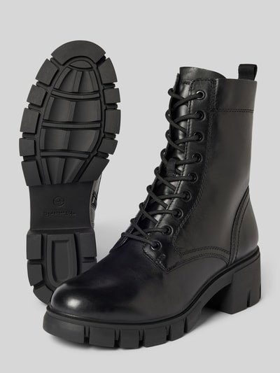 Peek & Cloppenburg TamarisSchnürboots aus Leder mit Ziernähten in black Hotsell