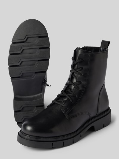 Peek & Cloppenburg TamarisSchnürboots aus Leder mit Ziernähten in black Schlussverkauf