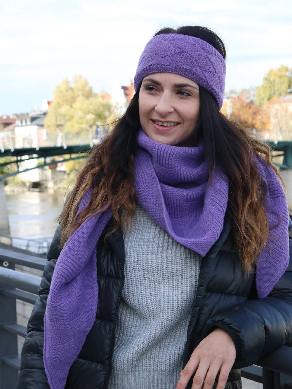 Stylebreaker Strick Dreiecktuch Schachbrett Strickmuster Cyber Monday