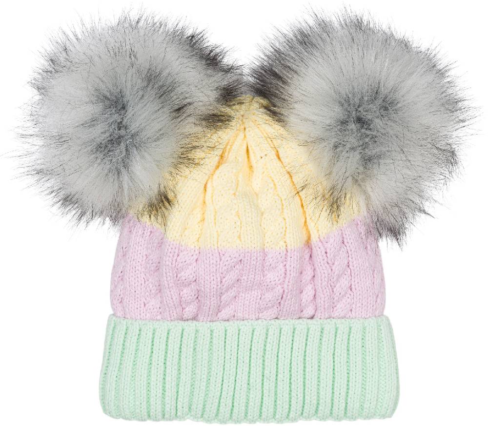 Stylebreaker Gestreifte Kinder Bommelmütze mit zwei Bommel Neueste Mode