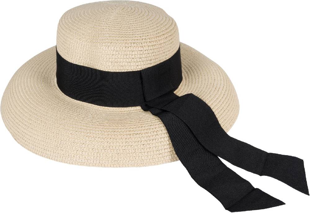 Stylebreaker Papier Strohhut mit Schwarzem Zierband Riesige Ersparnisse