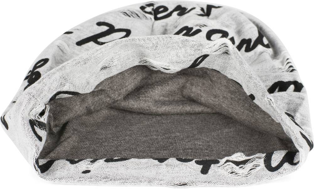 Stylebreaker Beanie mit Sprüche Print und Rissen Heißer Verkauf