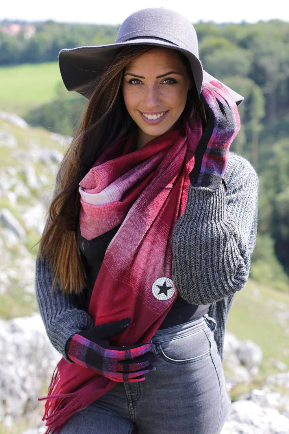 Stylebreaker Schal mit Karo Muster und Fransen Begrenzte Freigabe