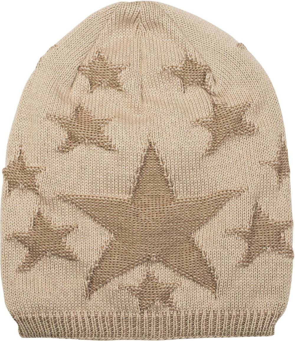 Stylebreaker Feinstrick Beanie mit Sterne Muster Saisonschlussverkauf