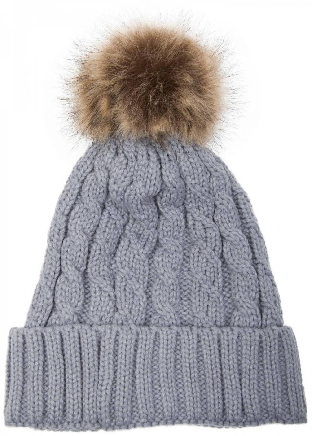 Stylebreaker Strickmütze mit Zopfmuster & Kunstfellbommel Tägliche Deals