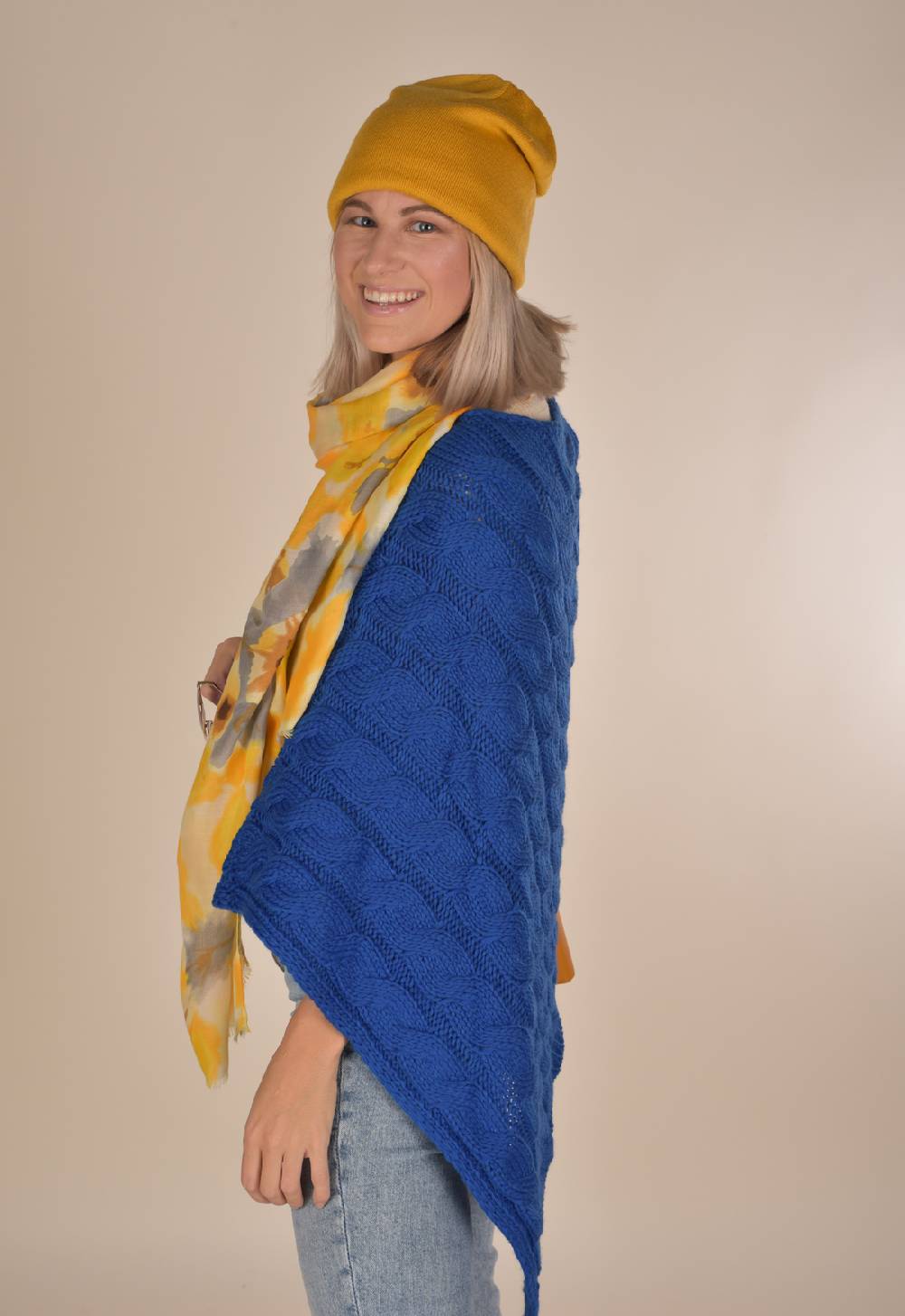 Stylebreaker Strick Poncho mit Zopfmuster Kostenloser Versand international