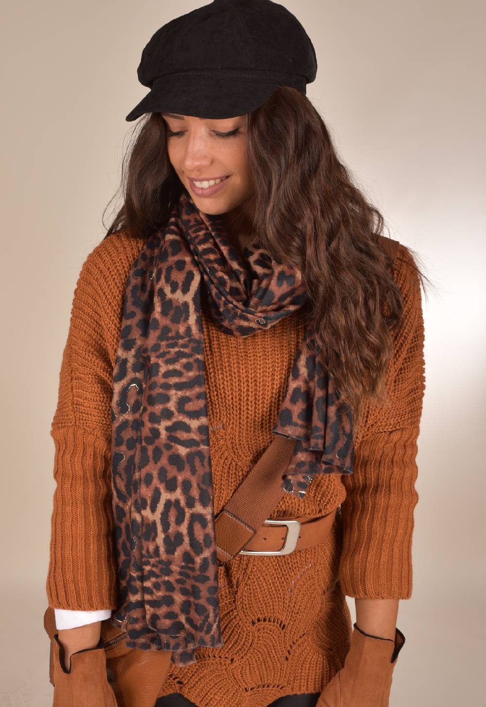 Stylebreaker Schal Leoparden Muster Metallic Details Speichern exportieren