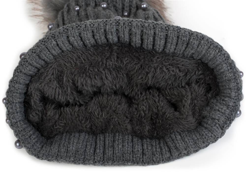 Stylebreaker Strick Bommelmütze mit Perlen und Fleece Futter Top Angebot