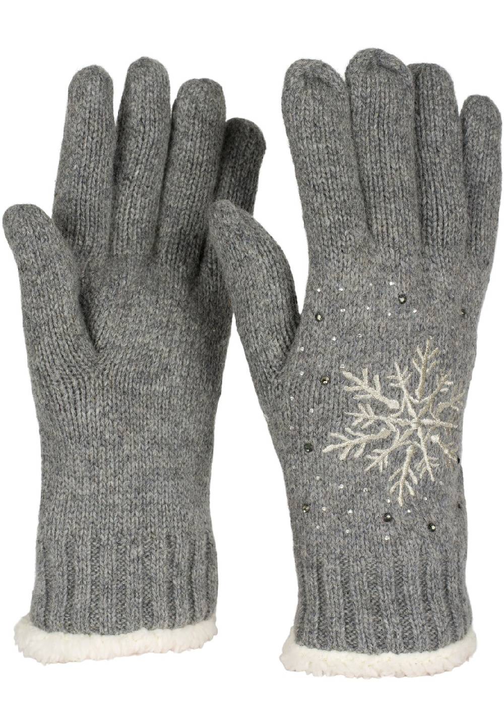 Stylebreaker Strickhandschuhe mit Schneeflocke, Strass und Fleece Riesige Rabatte