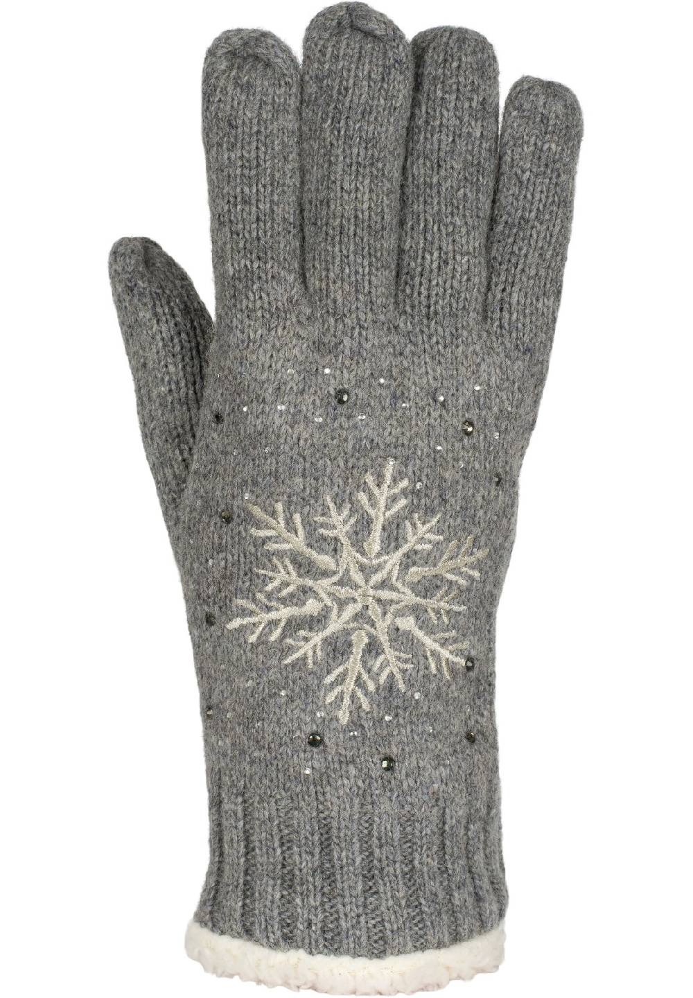 Stylebreaker Strickhandschuhe mit Schneeflocke, Strass und Fleece Riesige Rabatte