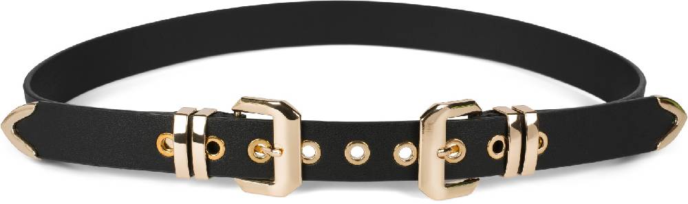 Stylebreaker Doppel Schnallen Gürtel mit goldenen Metall Details Schlussverkauf