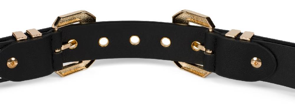 Stylebreaker Doppel Schnallen Gürtel mit goldenen Metall Details Schlussverkauf