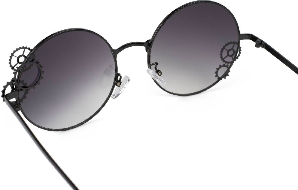 Stylebreaker Runde Sonnenbrille mit Zahnrad Applikation Kostenloser Versand