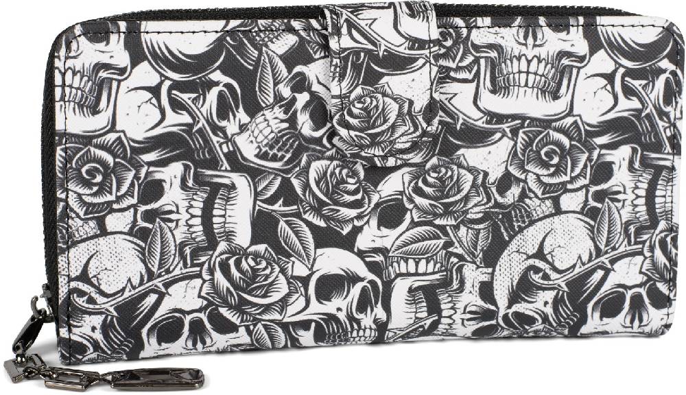 Stylebreaker Große Geldbörse Totenkopf Rosen Muster Jubiläumsangebot